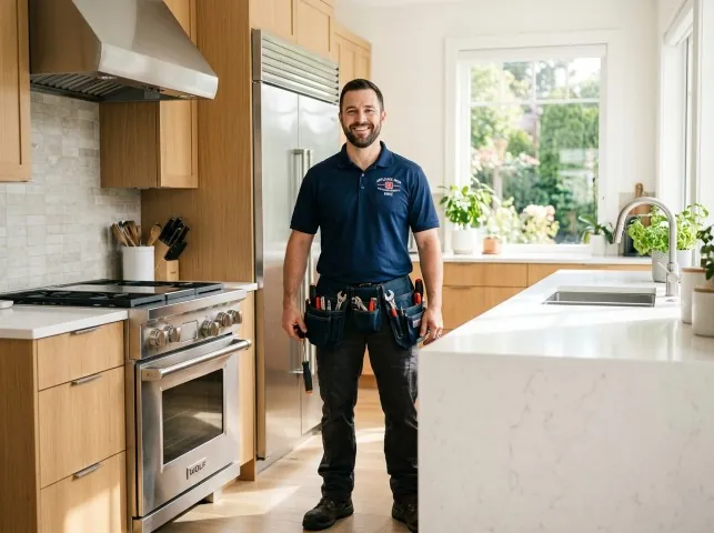 Appliance Repair Hero technician in a Butler, MD kitchen after an appliance repair